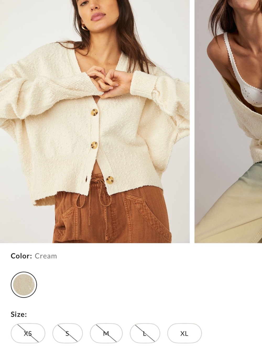 Free People Found My Friend Cardigan - cream